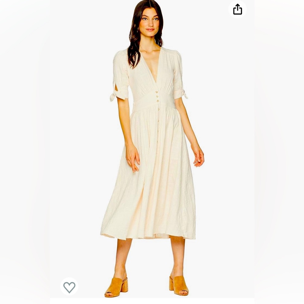 Free People Cream Linen Blend Dress